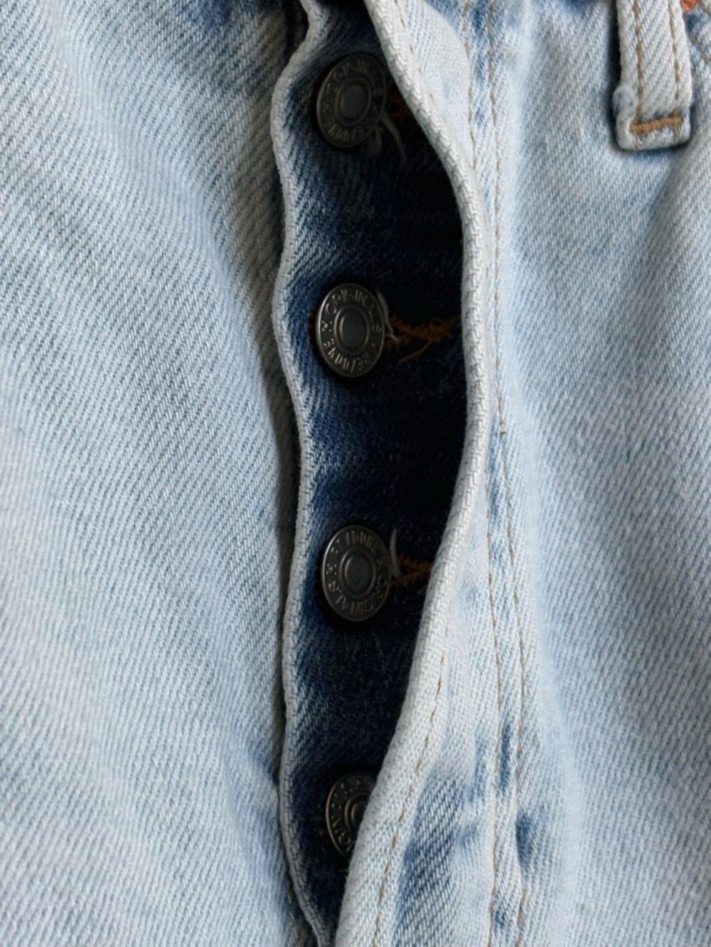 RE/DONE Light Wash Straight Leg Jeans High Rise Button Fly Blue Size 25 - Picture 5 of 9